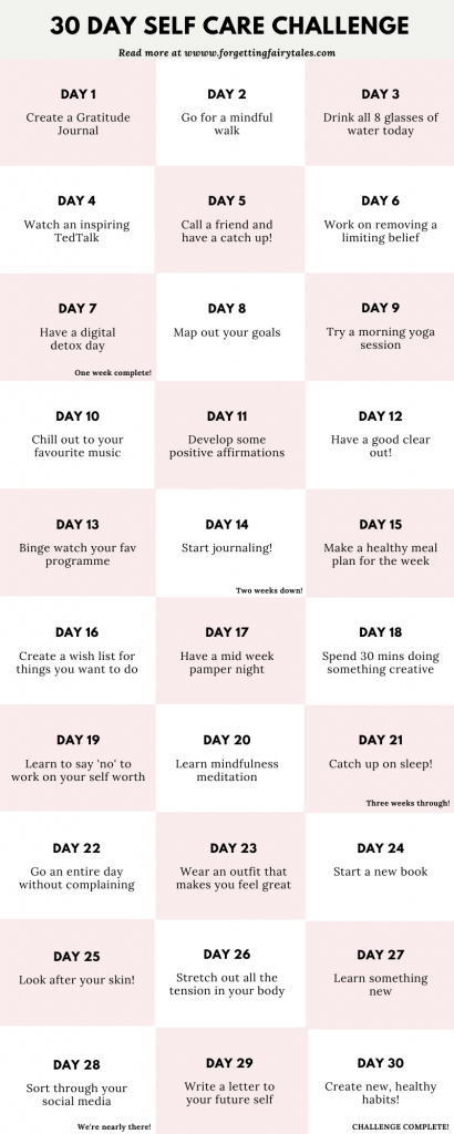 30 Day Self Care Challenge Forgetting Fairytales